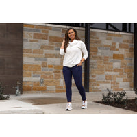 The Nicole - Navy FLEECE Full Length with Pocket Leggings