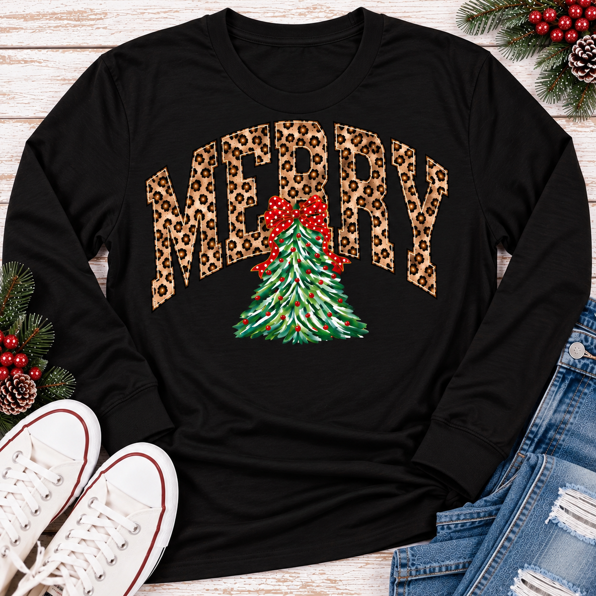 Merry Leopard Graphic Apparel
