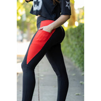 Roxie - Red Panel Full Length Leggings