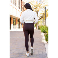 The Belle - Brown FLEECE Full Length Leggings with Pockets*
