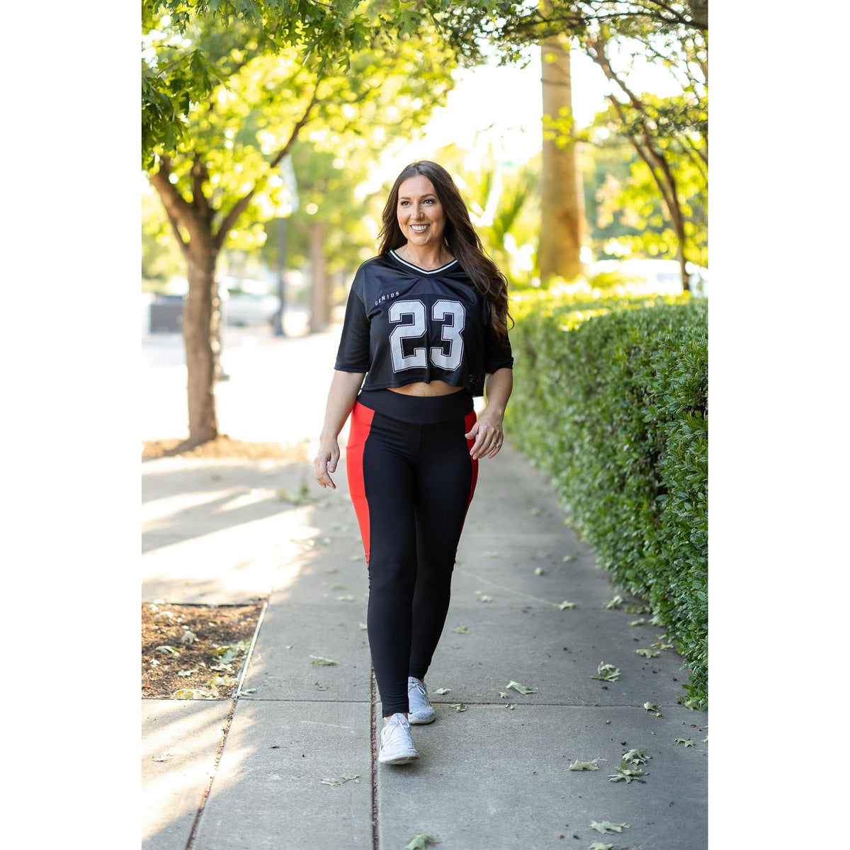 Roxie - Red Panel Full Length Leggings