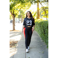 Roxie - Red Panel Full Length Leggings
