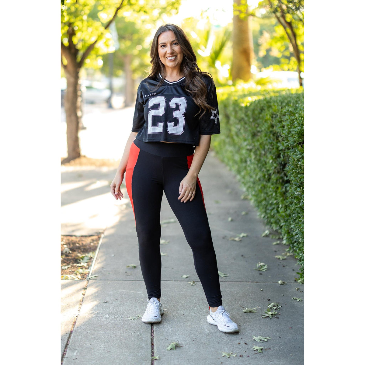 Roxie - Red Panel Full Length Leggings