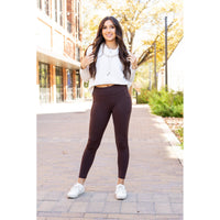 The Belle - Brown FLEECE Full Length Leggings with Pockets*