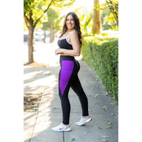 Presley - Purple Panel Full Length Leggings