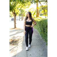 Presley - Purple Panel Full Length Leggings