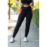 Roxie - Red Panel Full Length Leggings