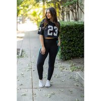 Gracie- Green Panel Full Length Leggings