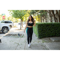 Gracie- Green Panel Full Length Leggings