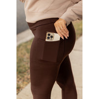 The Belle - Brown FLEECE Full Length Leggings with Pockets*