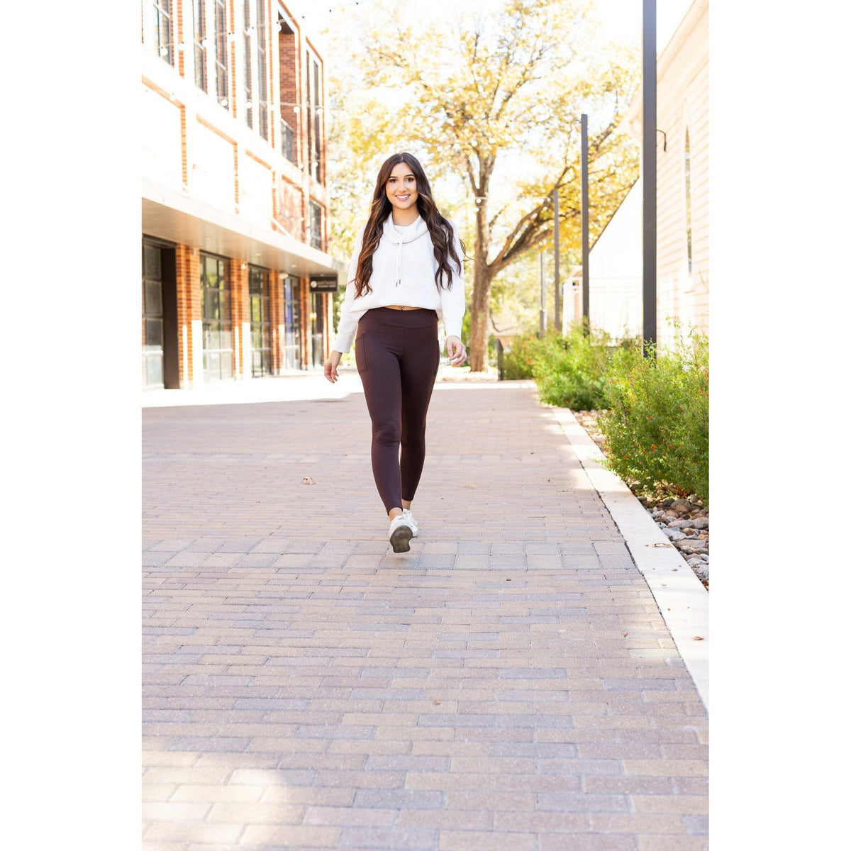The Belle - Brown FLEECE Full Length Leggings with Pockets*