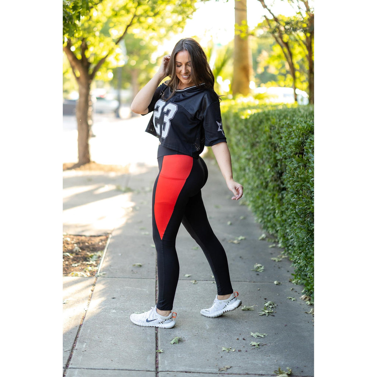 Roxie - Red Panel Full Length Leggings