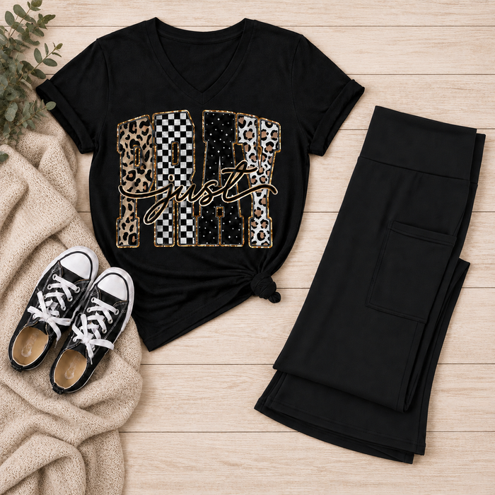 Just Pray V-NECK Graphic Tee