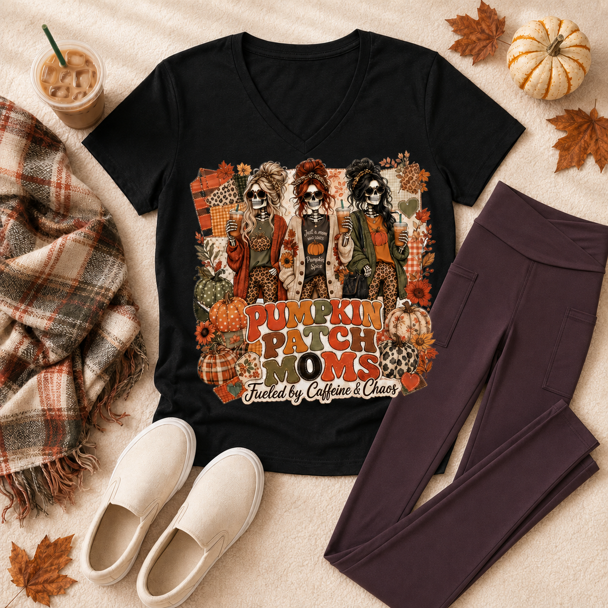 Pumpkin Patch Moms V-NECK Graphic Tee