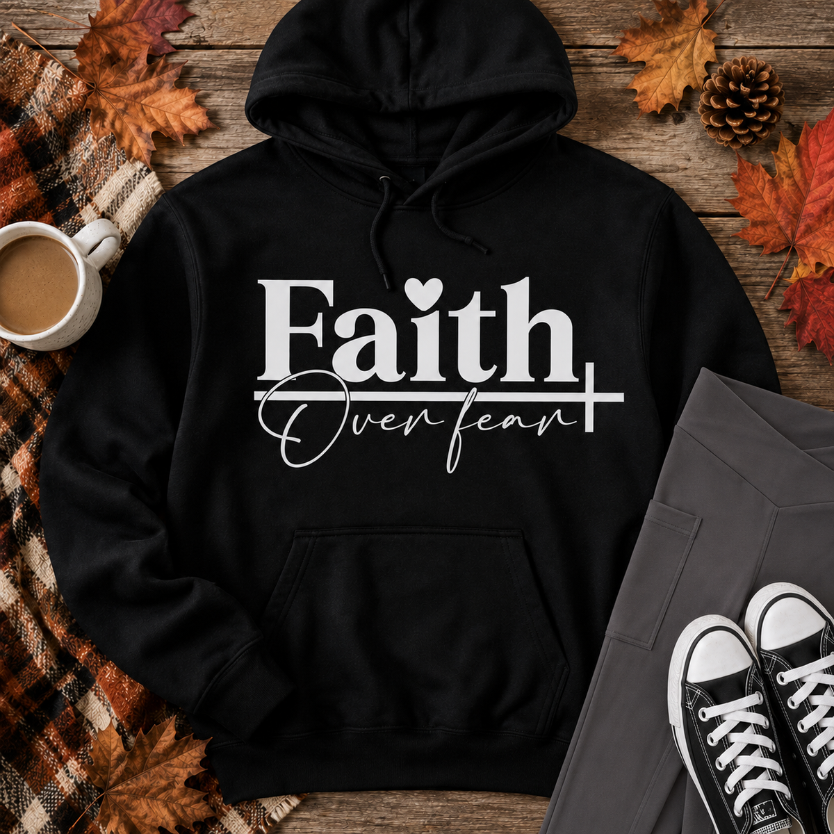 Faith Over Fear Black Graphic HOODIE