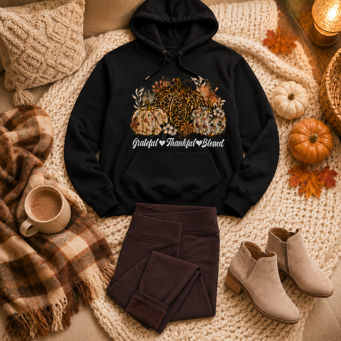 Grateful, Thankful, Blessed Graphic HOODIE