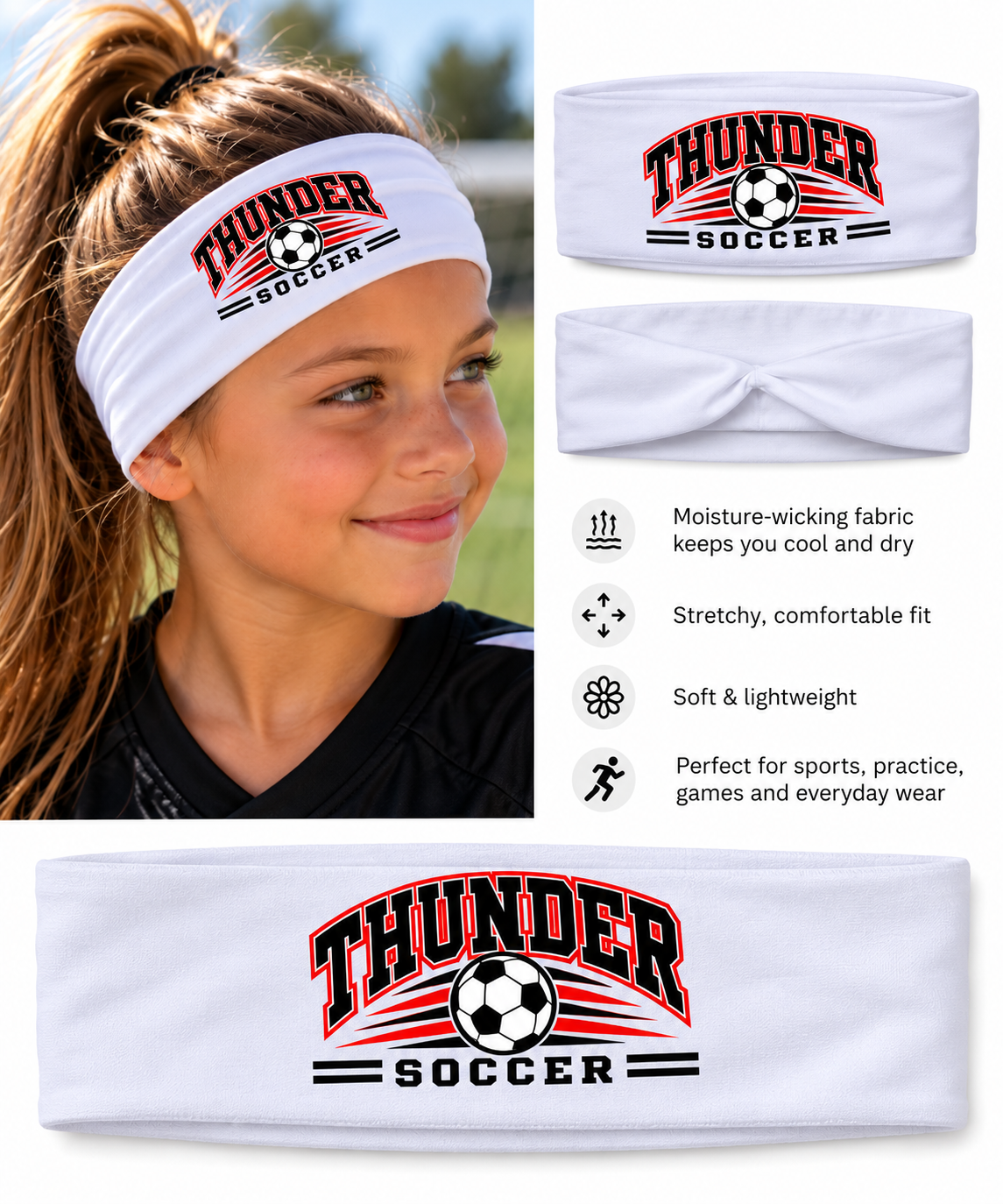 Thunder Soccer Wide Headband ⚽