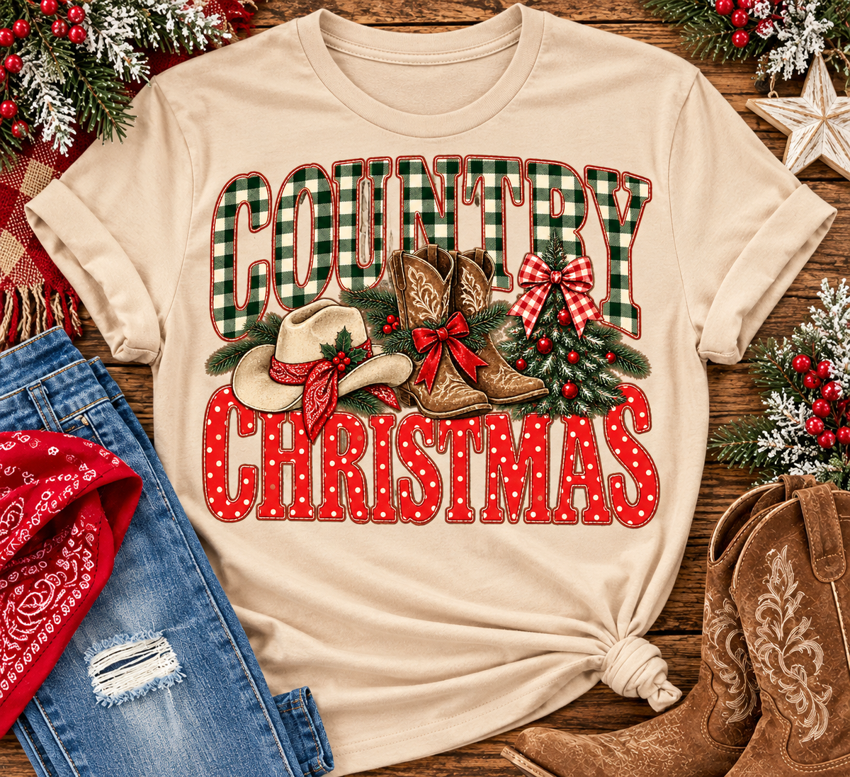 Country Christmas Graphic Apparel