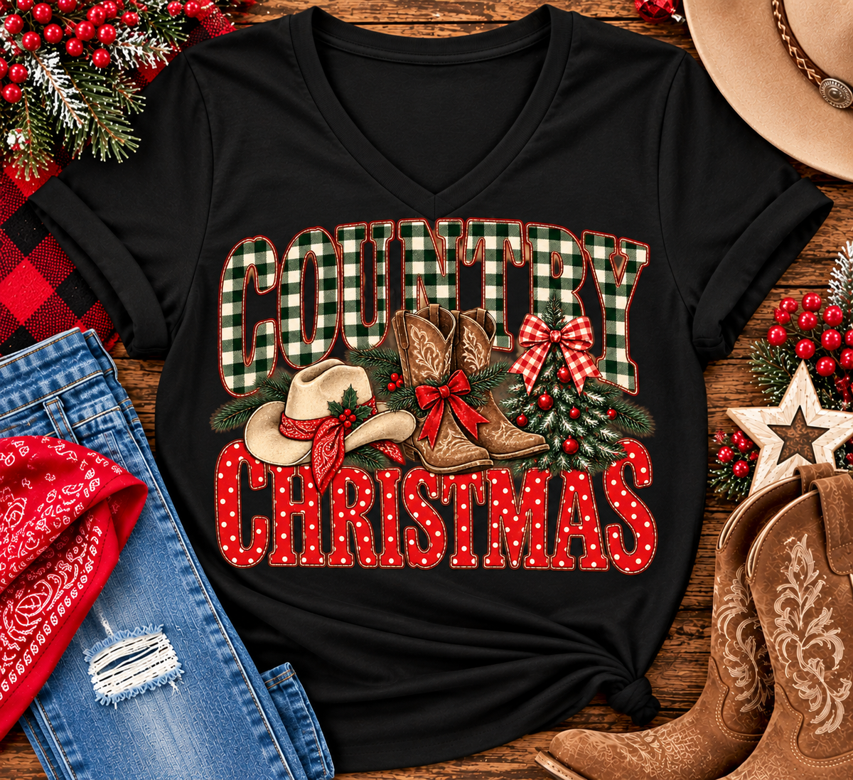 Country Christmas Graphic Apparel