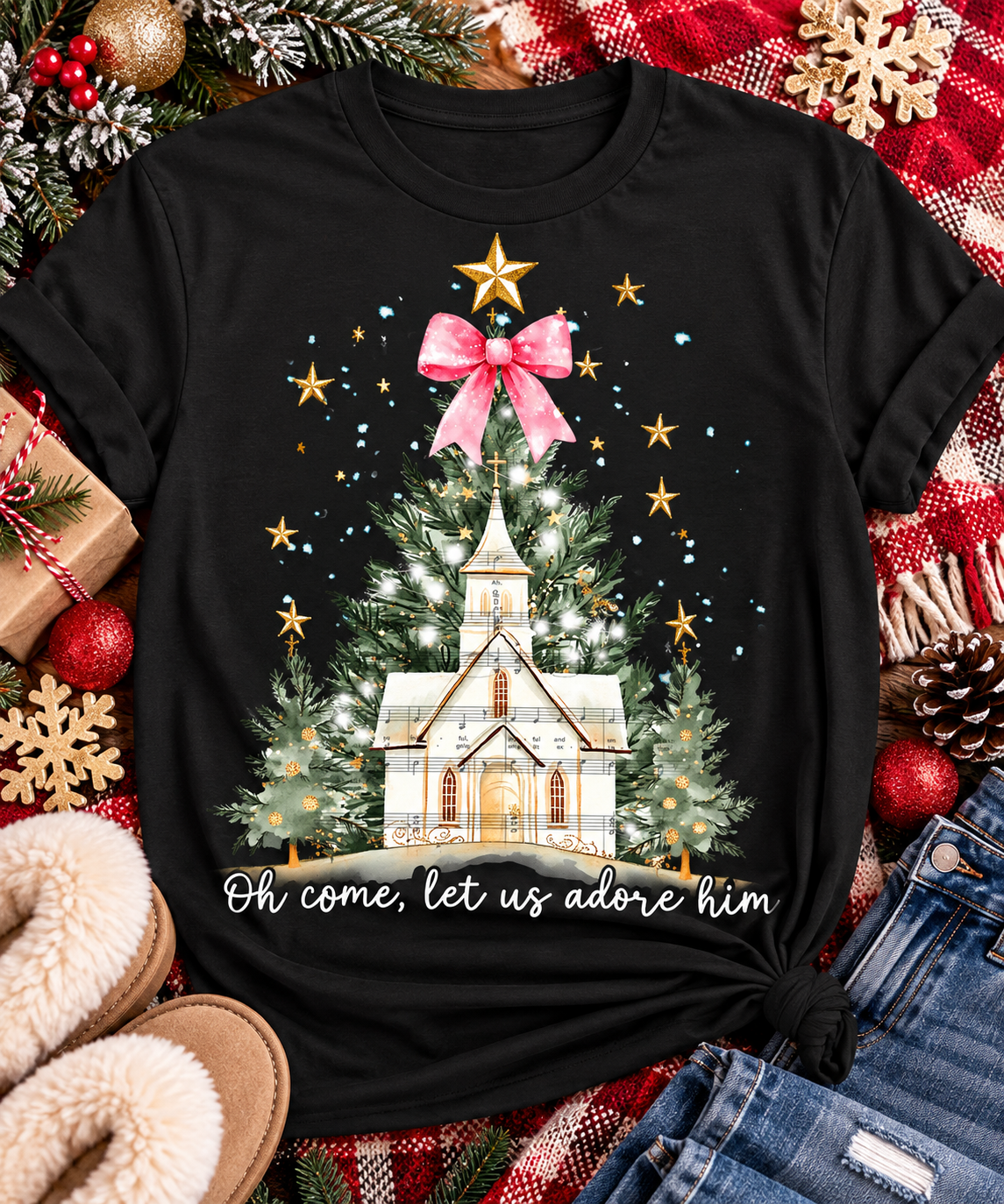 Oh Come Let us Adore Him Graphic Apparel
