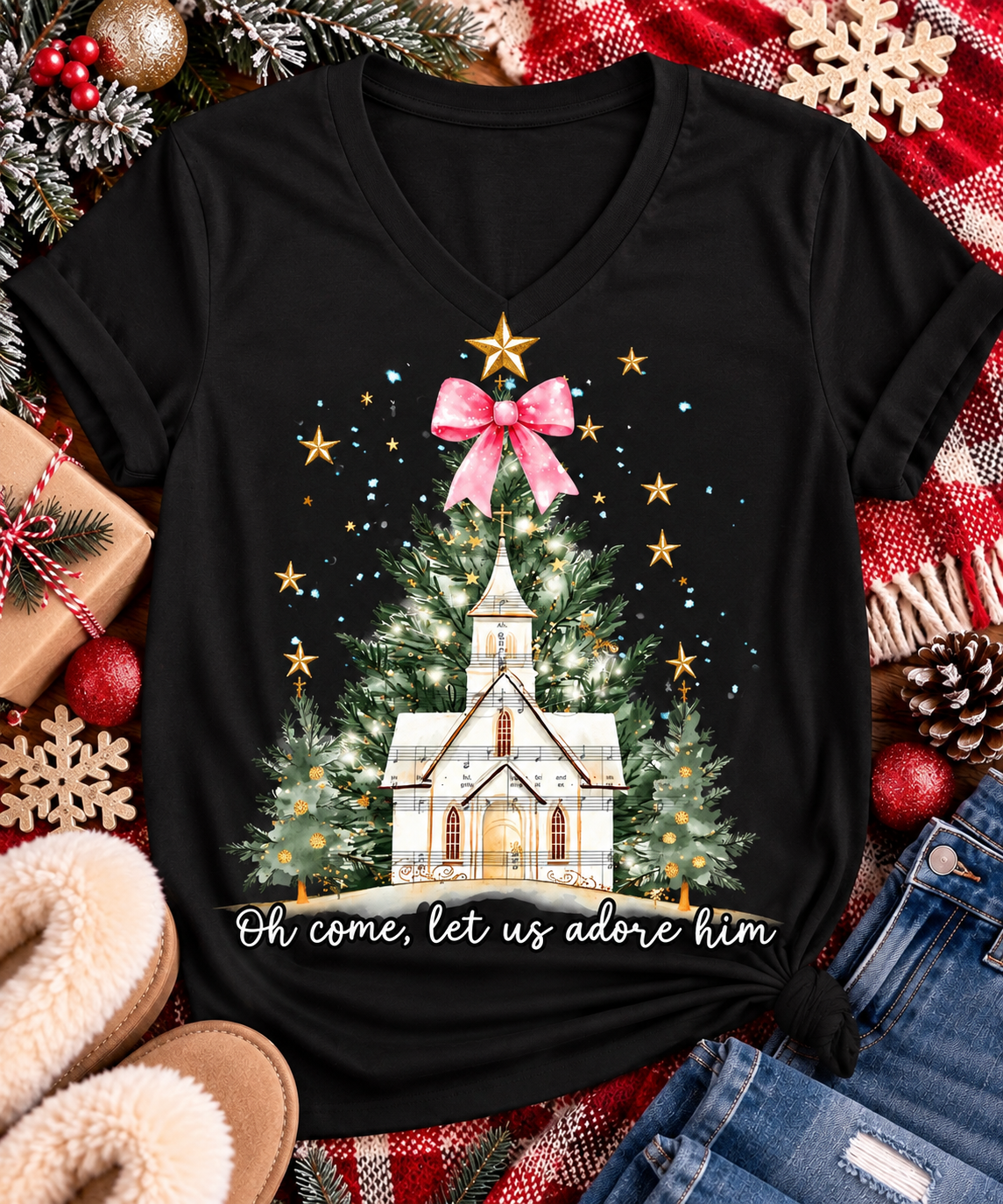 Oh Come Let us Adore Him Graphic Apparel