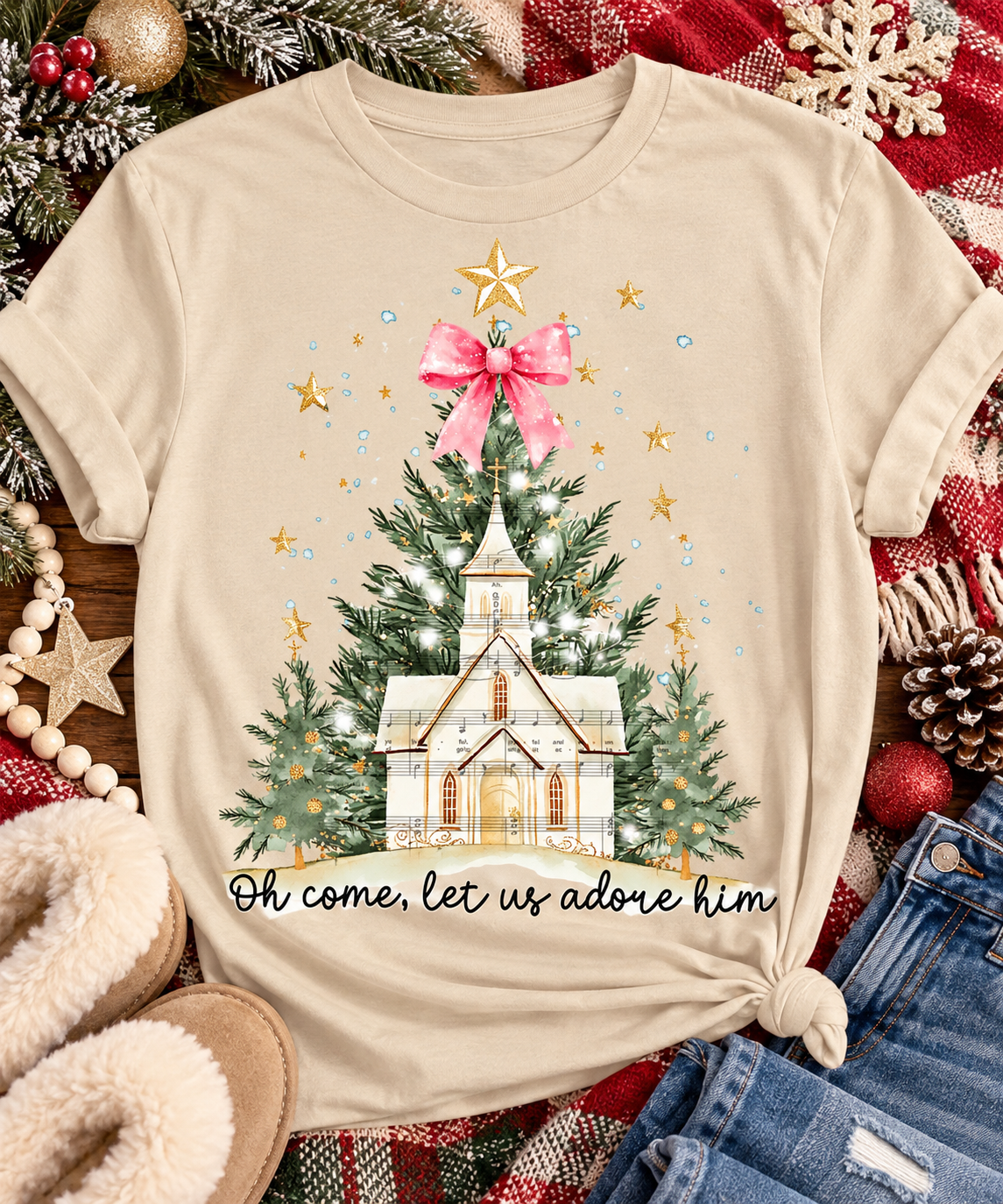 Oh Come Let us Adore Him Graphic Apparel