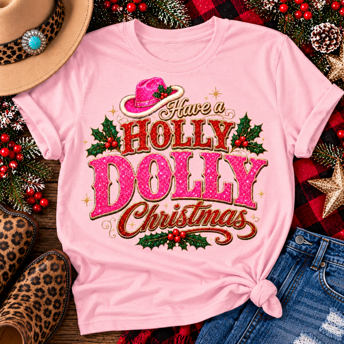 Holly Dolly Christmas Graphic Apparel