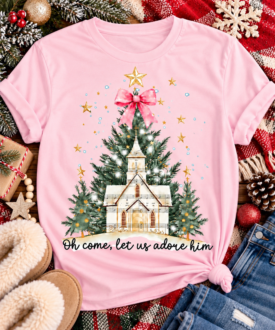 Oh Come Let us Adore Him Graphic Apparel