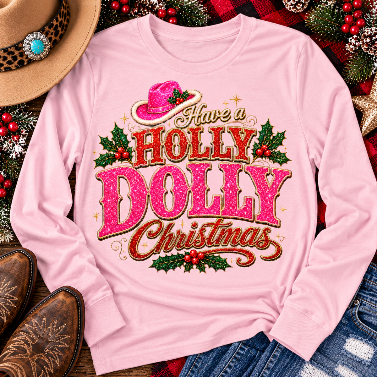 Holly Dolly Christmas Graphic Apparel