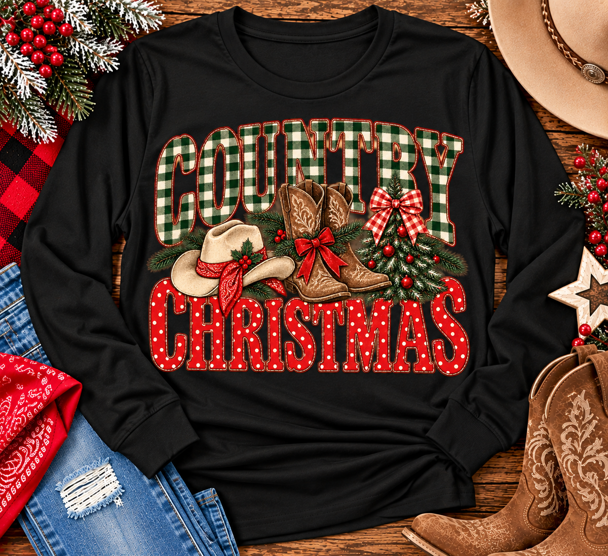 Country Christmas Graphic Apparel