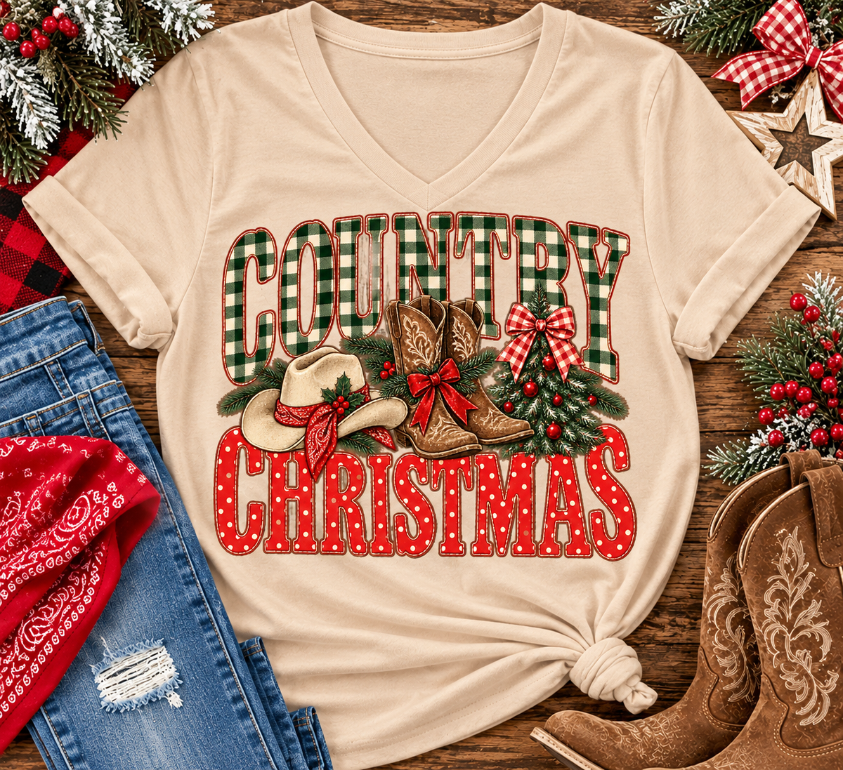 Country Christmas Graphic Apparel