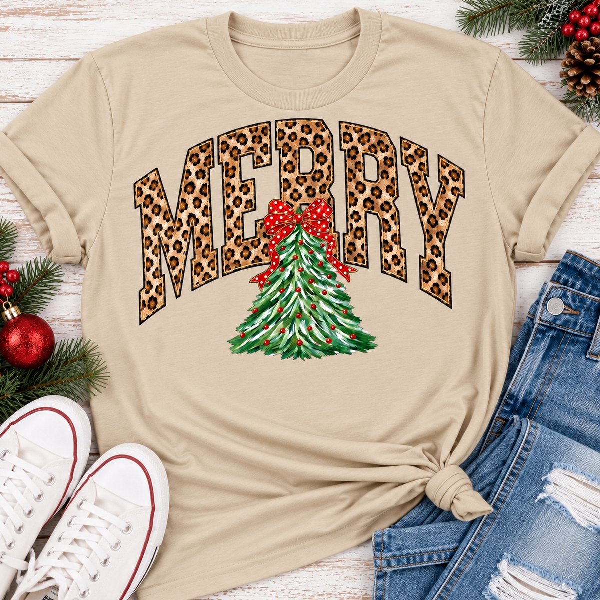 Merry Leopard Graphic Apparel