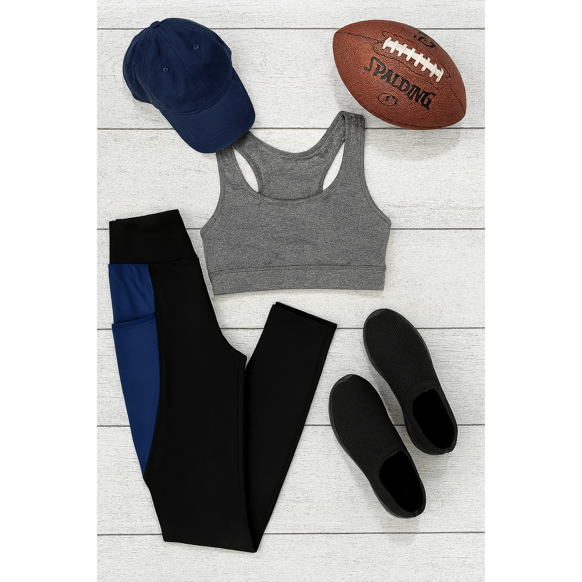Billie- Blue Panel Full Length Leggings